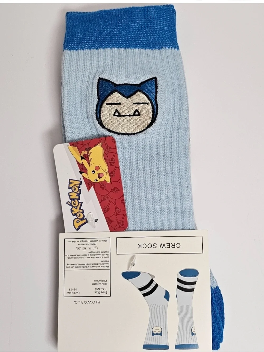 NWT Bioworld Pokemon Light Blue Crew Socks - Sock Size 10-13